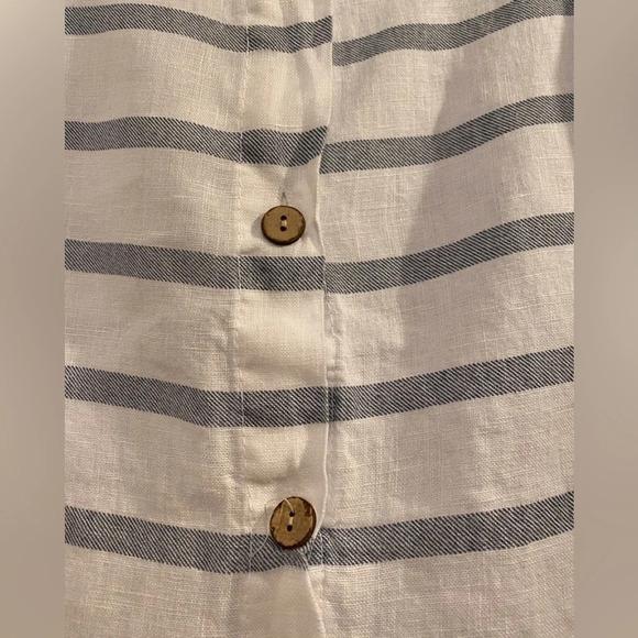 Viola Borghi Made in Italy Striped Button Down Linen Tunic Top - Picture 3 of 8